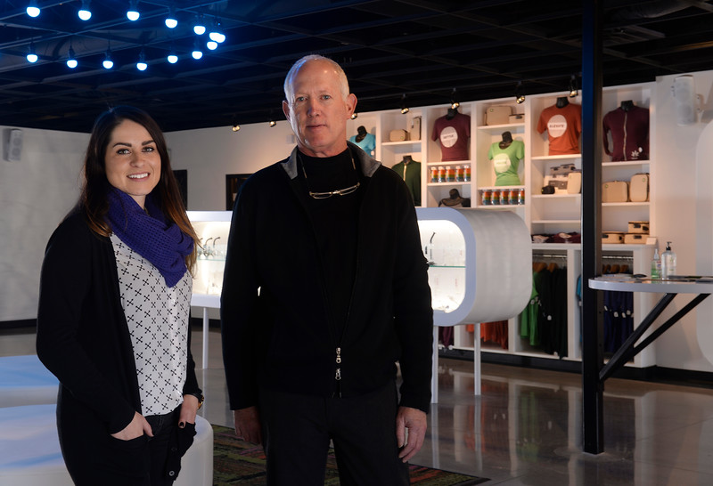 Ajoya is a new marijuana dispensary in Louisville, CO and it's interior space offers a new retail experience for shoppers. The interior design was lead by project designer Tyler Joseph, left, and principal Jeff Sheppard both of Roth Sheppard Architects. Photos of the colorful space on Thursday, November 12, 2015. (Photo by Cyrus McCrimmon/The Denver Post)
