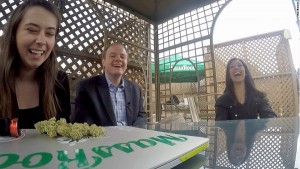 Isaac Dietrich [center], co-founder of MassRoots, at his startup's weekly rooftop Cannibis smoking session.