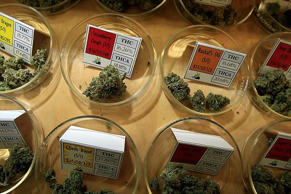 Different varieties and strains of marijuana are available for patients at Harborside Health Center, a large medical marijuana dispensary in Oakland.