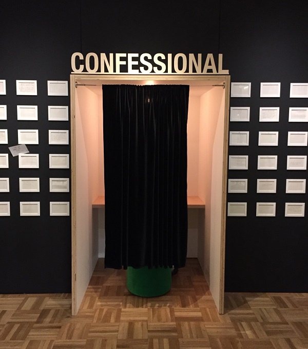 Inside the Cannabis Confessional, visitors could write their feelings about pot anonymously. (Photo: Andrew Bender)