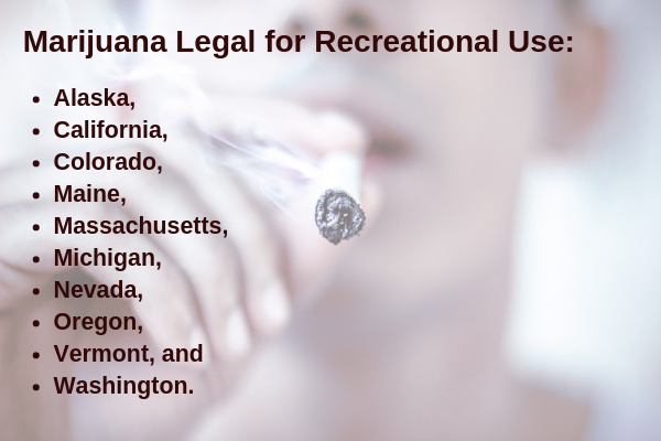 Marijuana Legal for Recreational Use in these states.