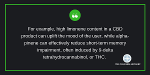 The differences in the observed effects in cannabis are due to their terpenoid content.